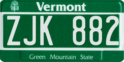 VT license plate ZJK882