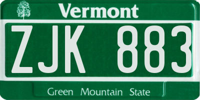 VT license plate ZJK883