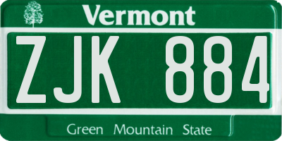 VT license plate ZJK884