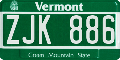 VT license plate ZJK886