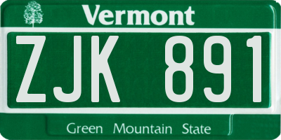 VT license plate ZJK891