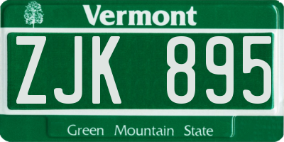 VT license plate ZJK895