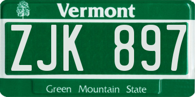 VT license plate ZJK897