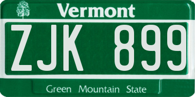 VT license plate ZJK899