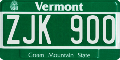 VT license plate ZJK900