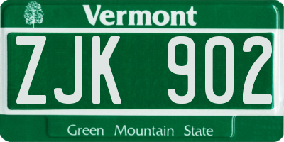 VT license plate ZJK902