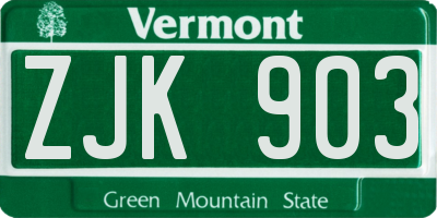 VT license plate ZJK903