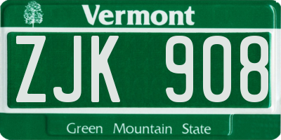 VT license plate ZJK908