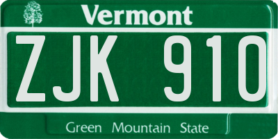 VT license plate ZJK910