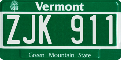 VT license plate ZJK911