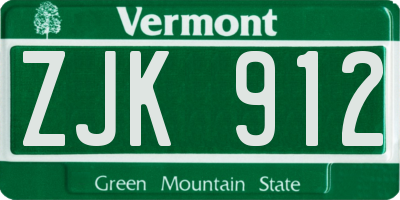VT license plate ZJK912