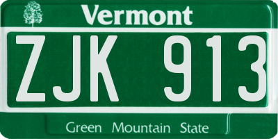 VT license plate ZJK913