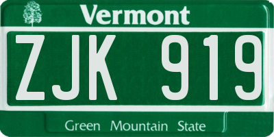 VT license plate ZJK919