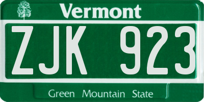VT license plate ZJK923