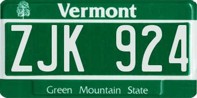 VT license plate ZJK924