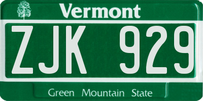VT license plate ZJK929