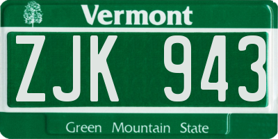 VT license plate ZJK943