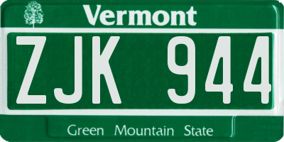 VT license plate ZJK944