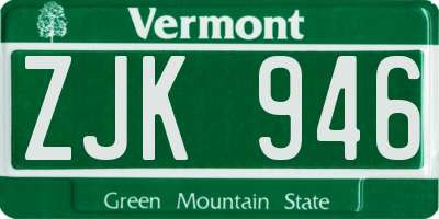 VT license plate ZJK946