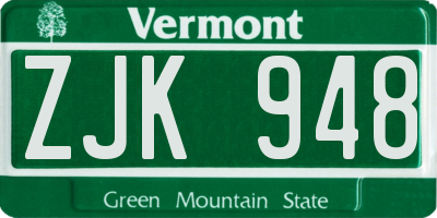 VT license plate ZJK948
