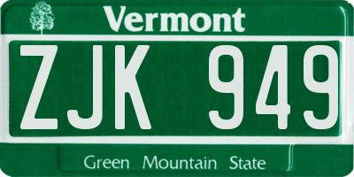 VT license plate ZJK949