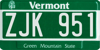VT license plate ZJK951