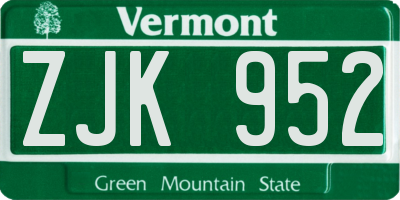 VT license plate ZJK952