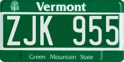 VT license plate ZJK955
