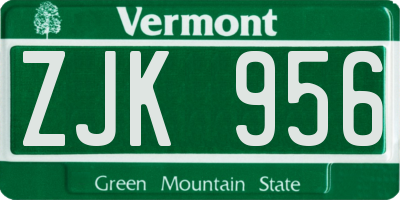 VT license plate ZJK956