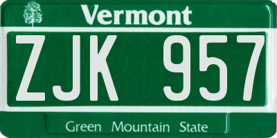 VT license plate ZJK957