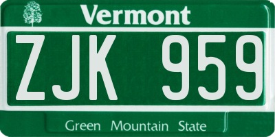 VT license plate ZJK959