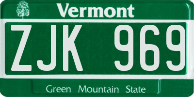 VT license plate ZJK969
