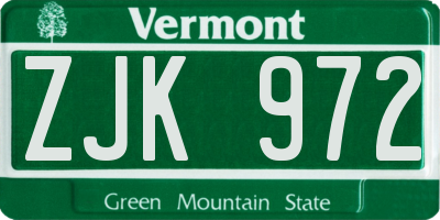 VT license plate ZJK972