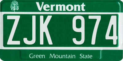 VT license plate ZJK974