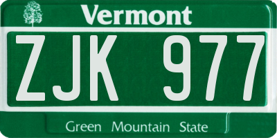 VT license plate ZJK977