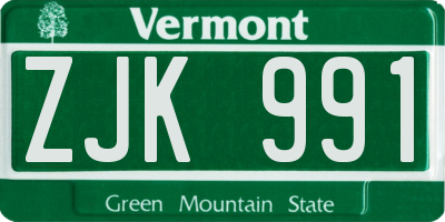 VT license plate ZJK991