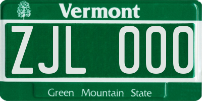 VT license plate ZJL000