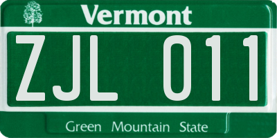 VT license plate ZJL011