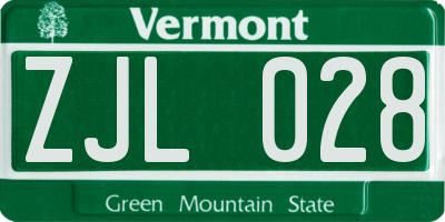 VT license plate ZJL028
