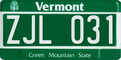 VT license plate ZJL031