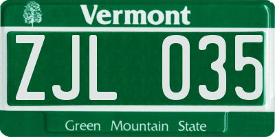 VT license plate ZJL035