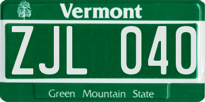 VT license plate ZJL040