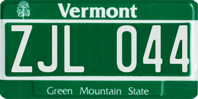 VT license plate ZJL044