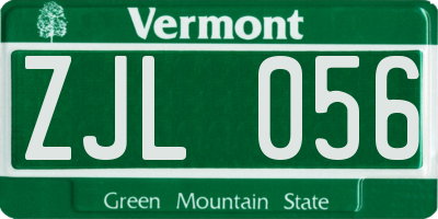 VT license plate ZJL056