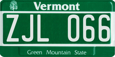 VT license plate ZJL066