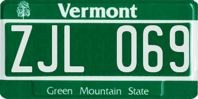 VT license plate ZJL069