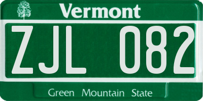 VT license plate ZJL082