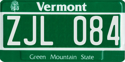 VT license plate ZJL084