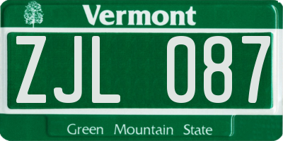 VT license plate ZJL087