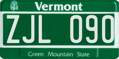 VT license plate ZJL090